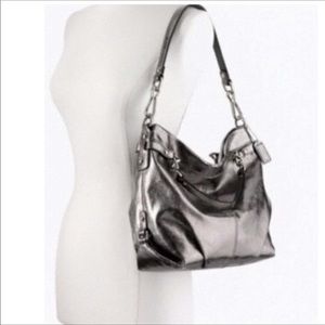 Coach silver metallic Brookes hobo shoulder bag